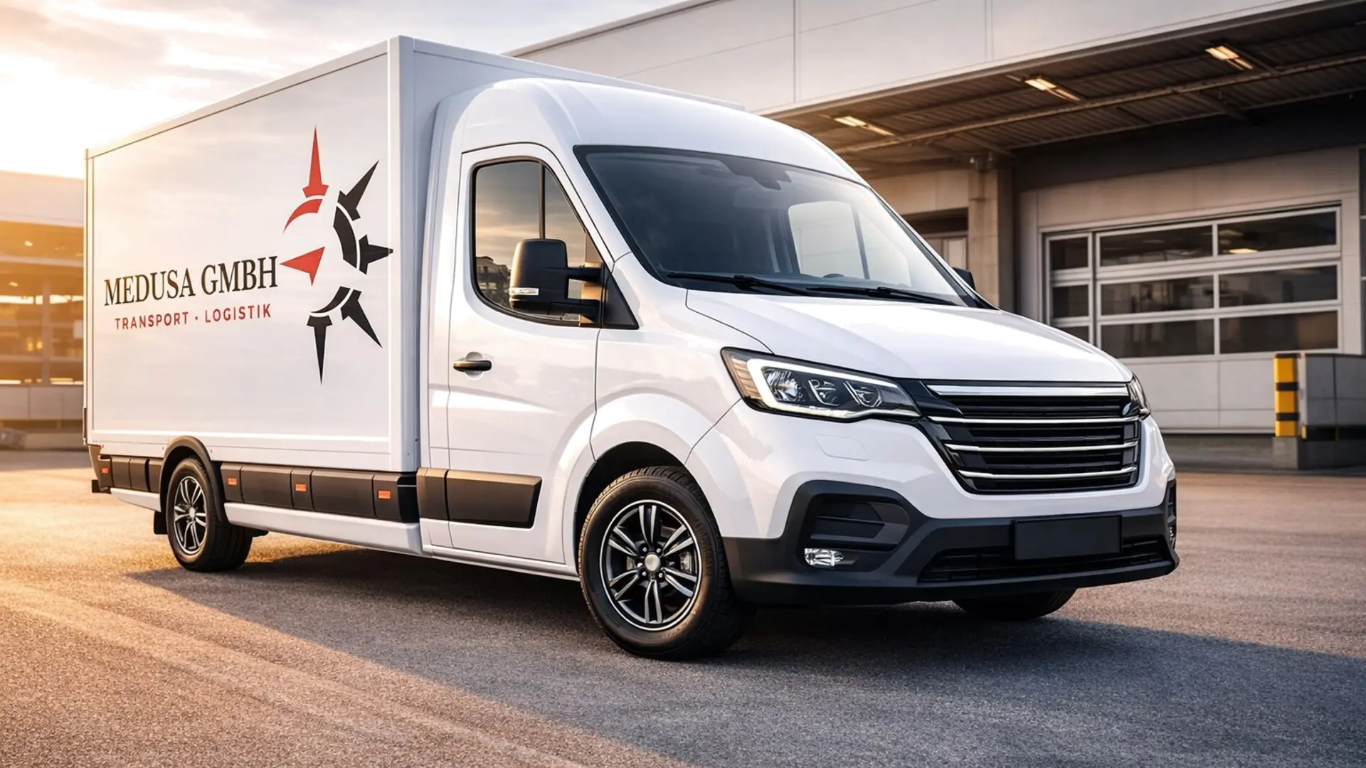 Medusa GmbH Transporter vor Lagerhalle